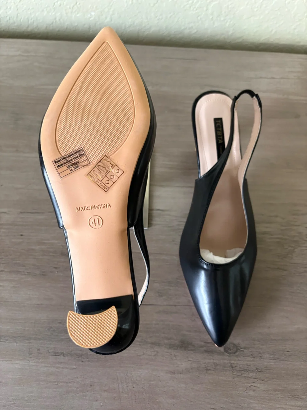 TCTBTA Black Pointed Toe Slingback Heels 2.5” Pumps NWOT size 41 Women’s 10